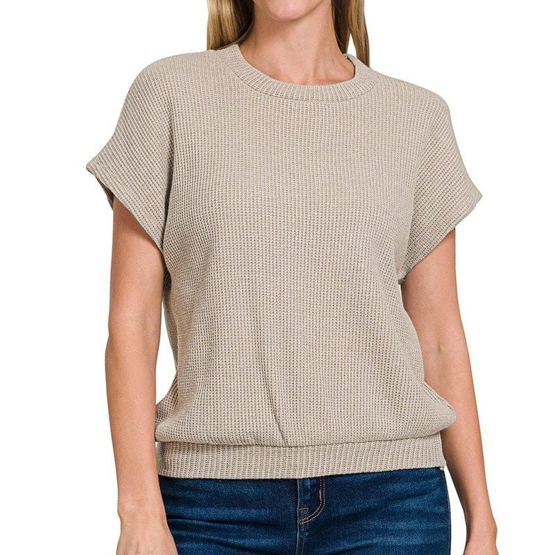 Mocha Banded Bottom Knit Top