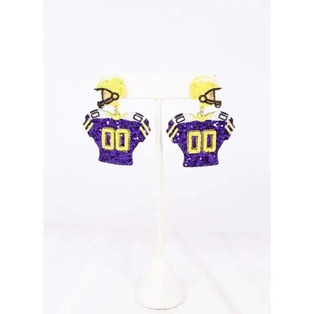 Purple & Gold Sequin Jersey Earrings - Image 2