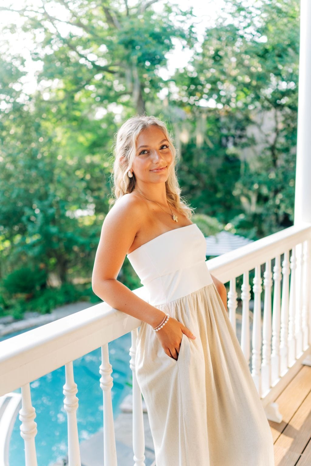 White & Linen Contrast Maxi Dress - Image 3