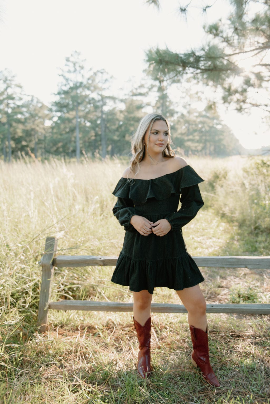 Black Wash Ruffle Denim Dress - Image 5