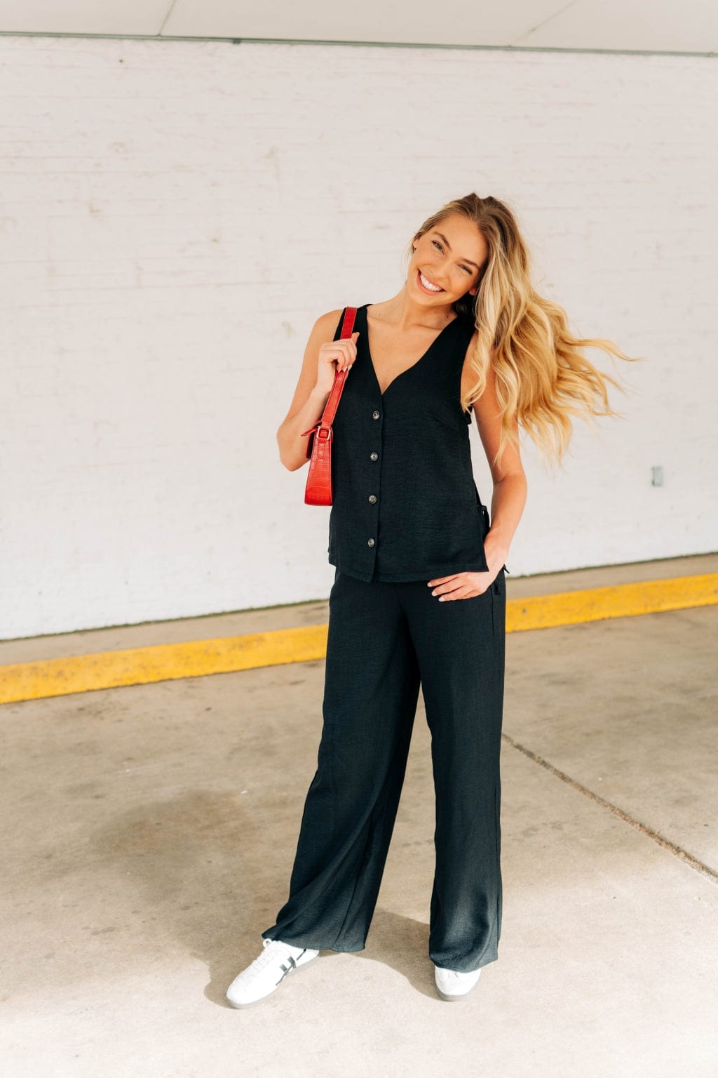 Black Button Down Pant Set