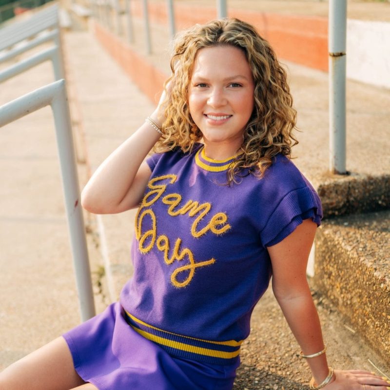 Purple Gameday Tinsel Knit Top