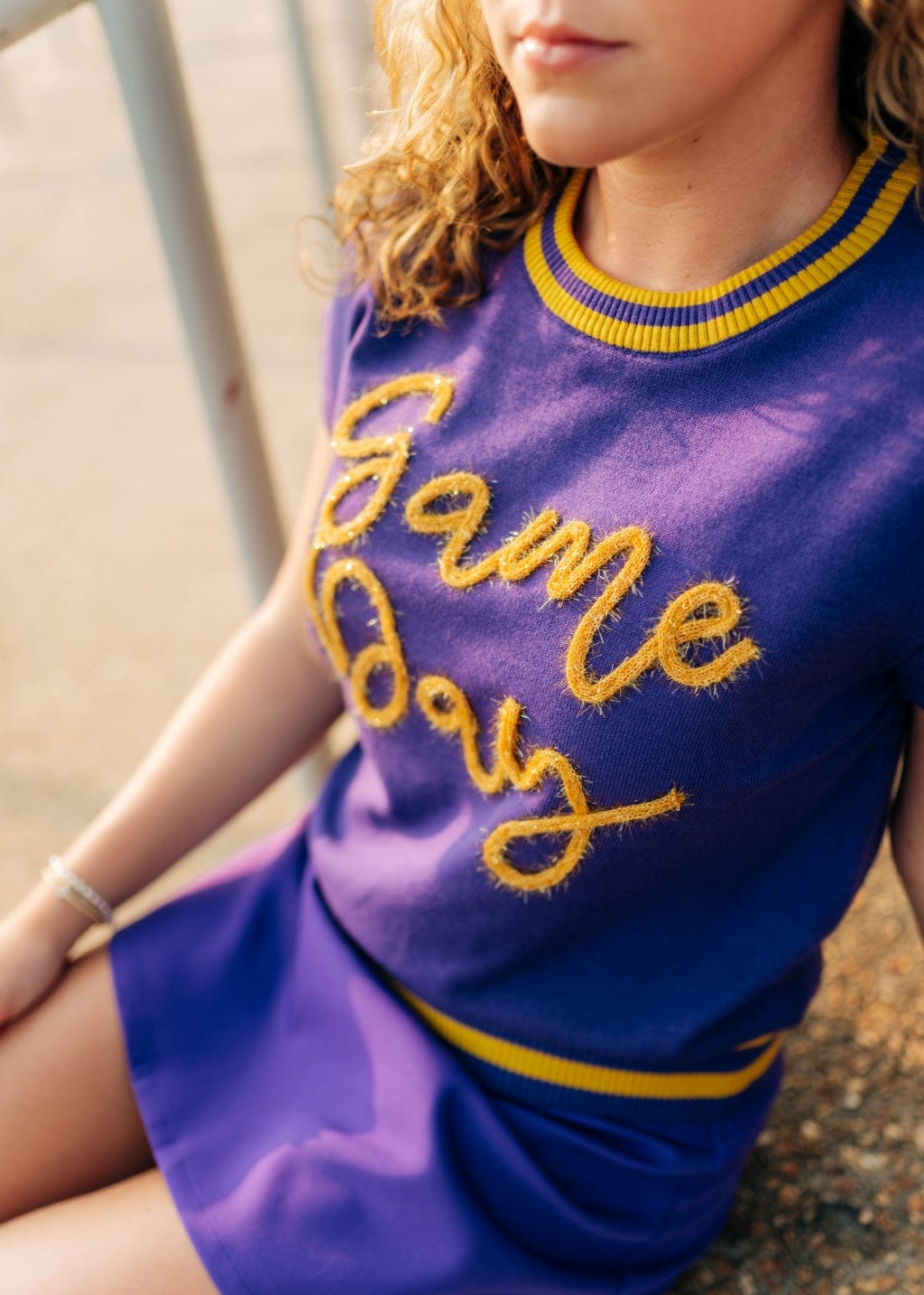 Purple Gameday Tinsel Knit Top - Image 3