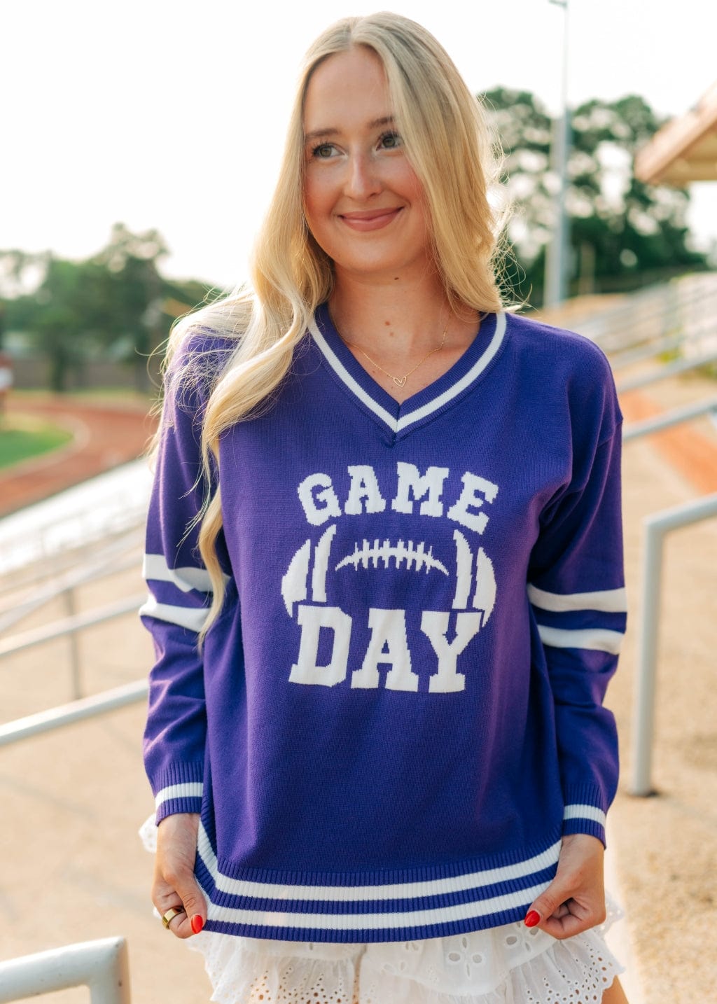 Purple Gameday Varsity Sweater - Image 3