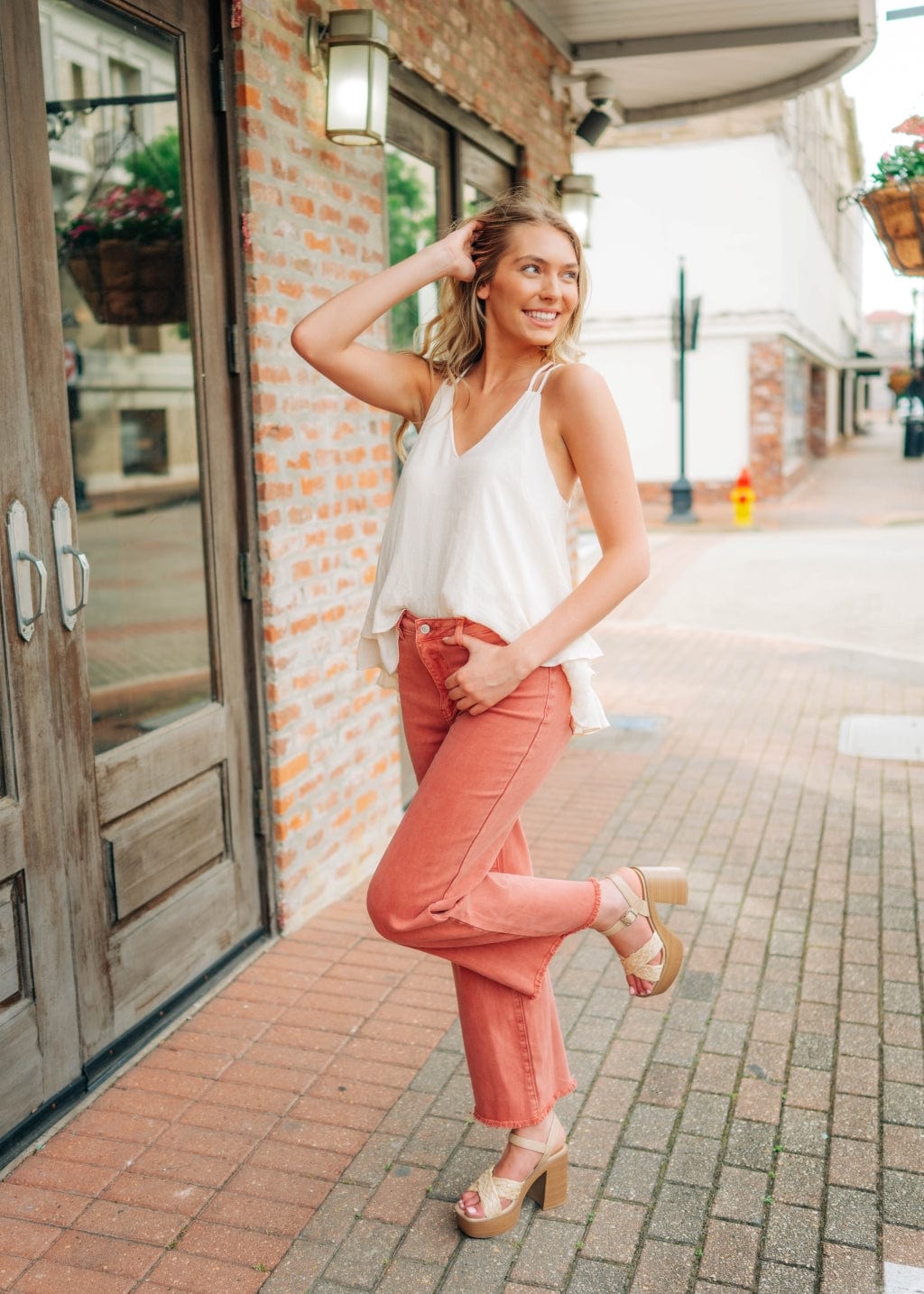 Cream Textured Double Layer Cami - Image 3