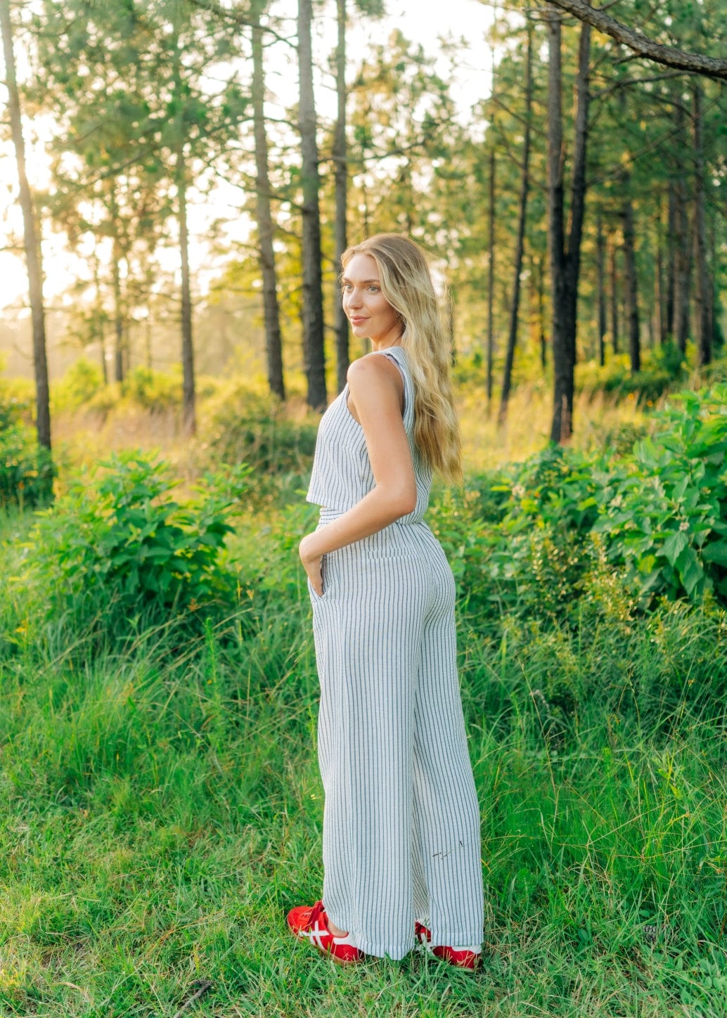Blue Striped Flowy Pant Set - Image 2
