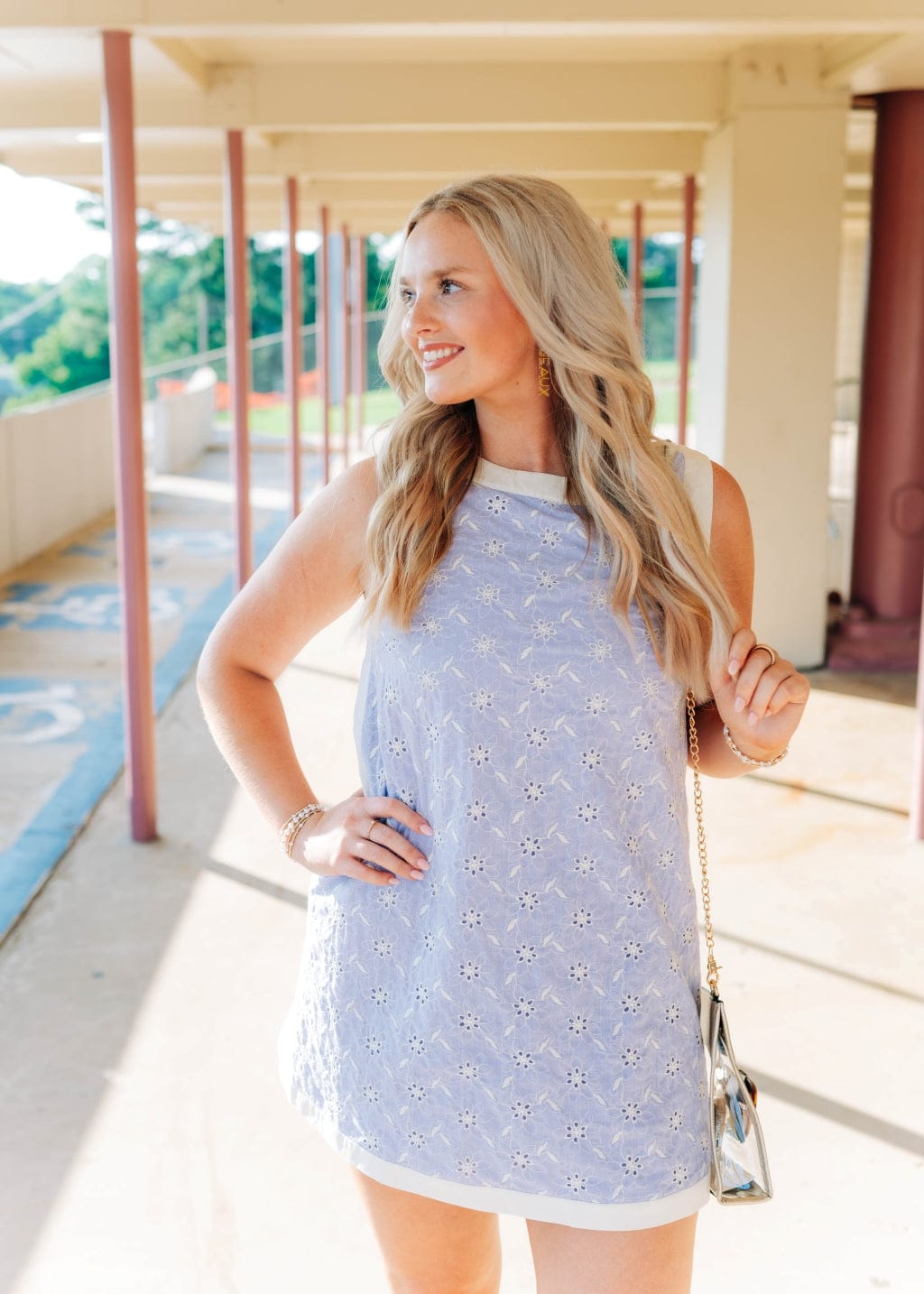 Lavender Eyelet Lace Mini Dress