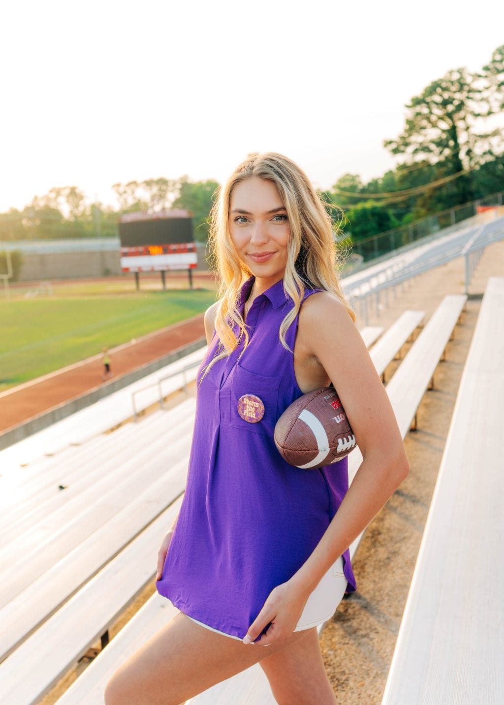 Purple Collared Front Pocket Top - Image 3