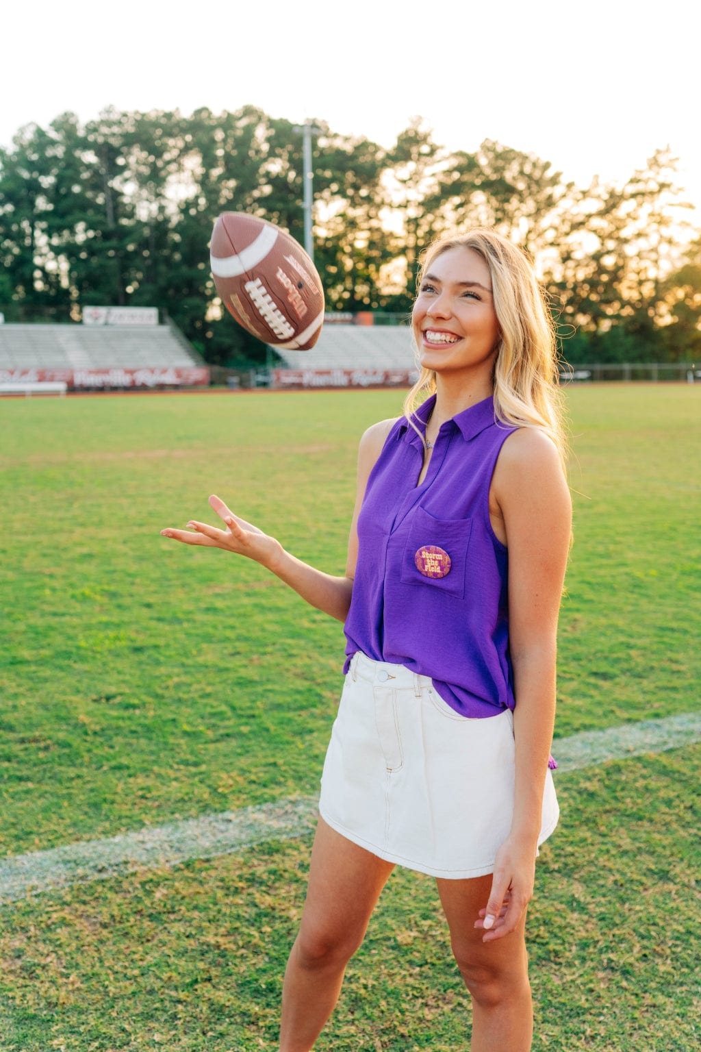 Purple Collared Front Pocket Top