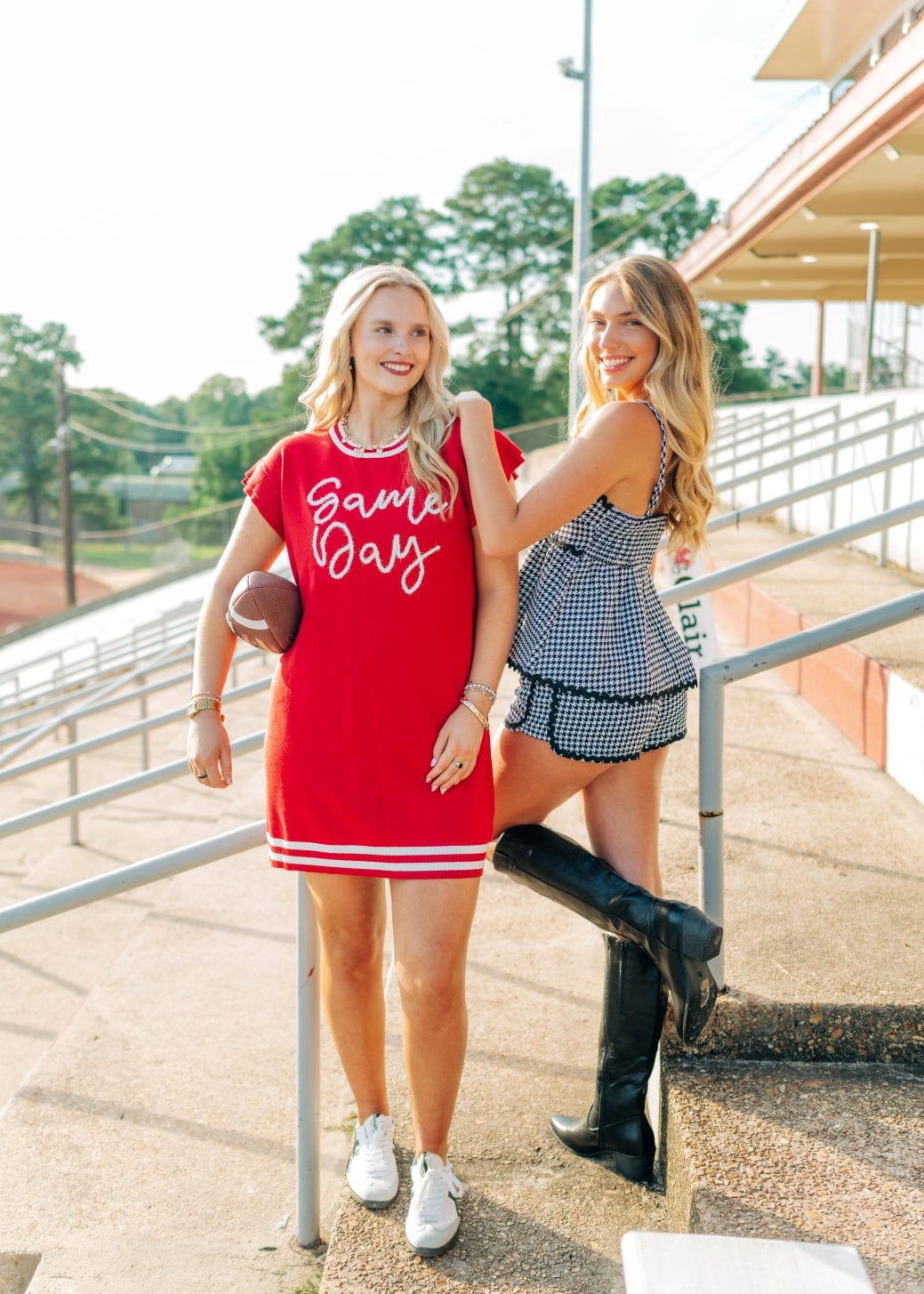 Red Gameday Tinsel Knit Dress - Image 5