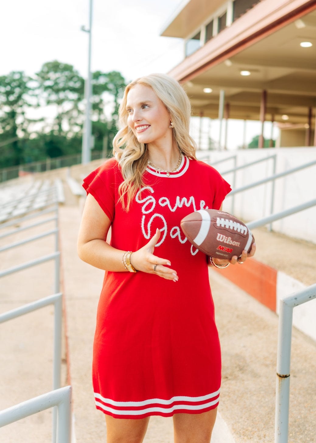 Red Gameday Tinsel Knit Dress
