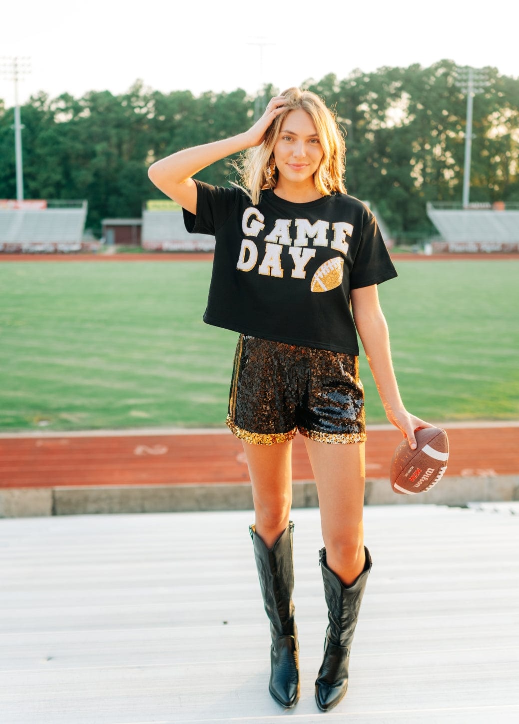 Black Gameday Football Patch Top - Image 5