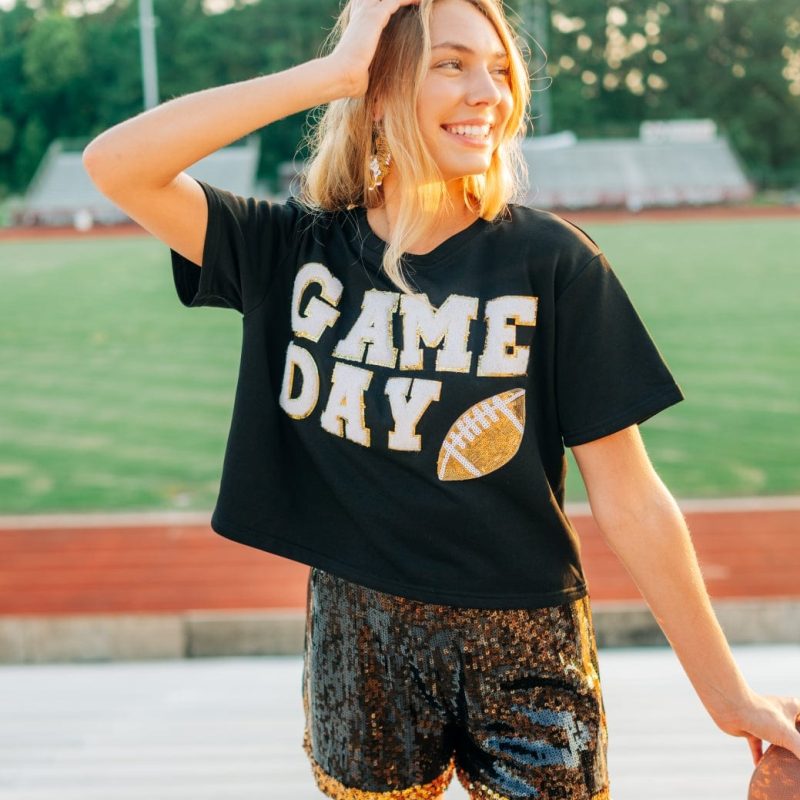 Black Gameday Football Patch Top