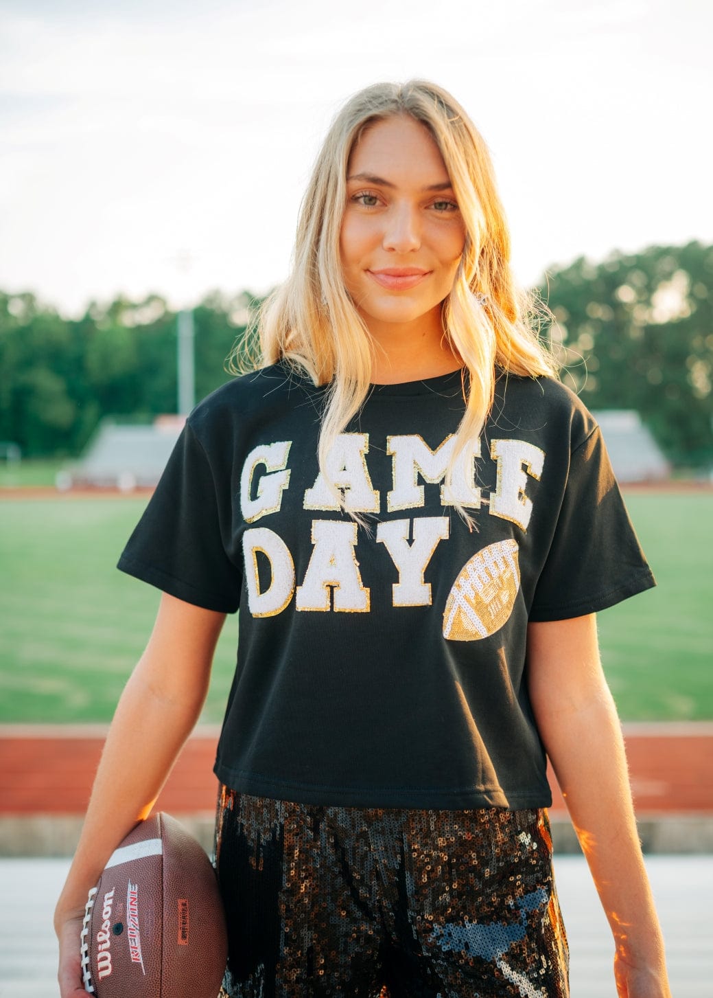 Black Gameday Football Patch Top - Image 3