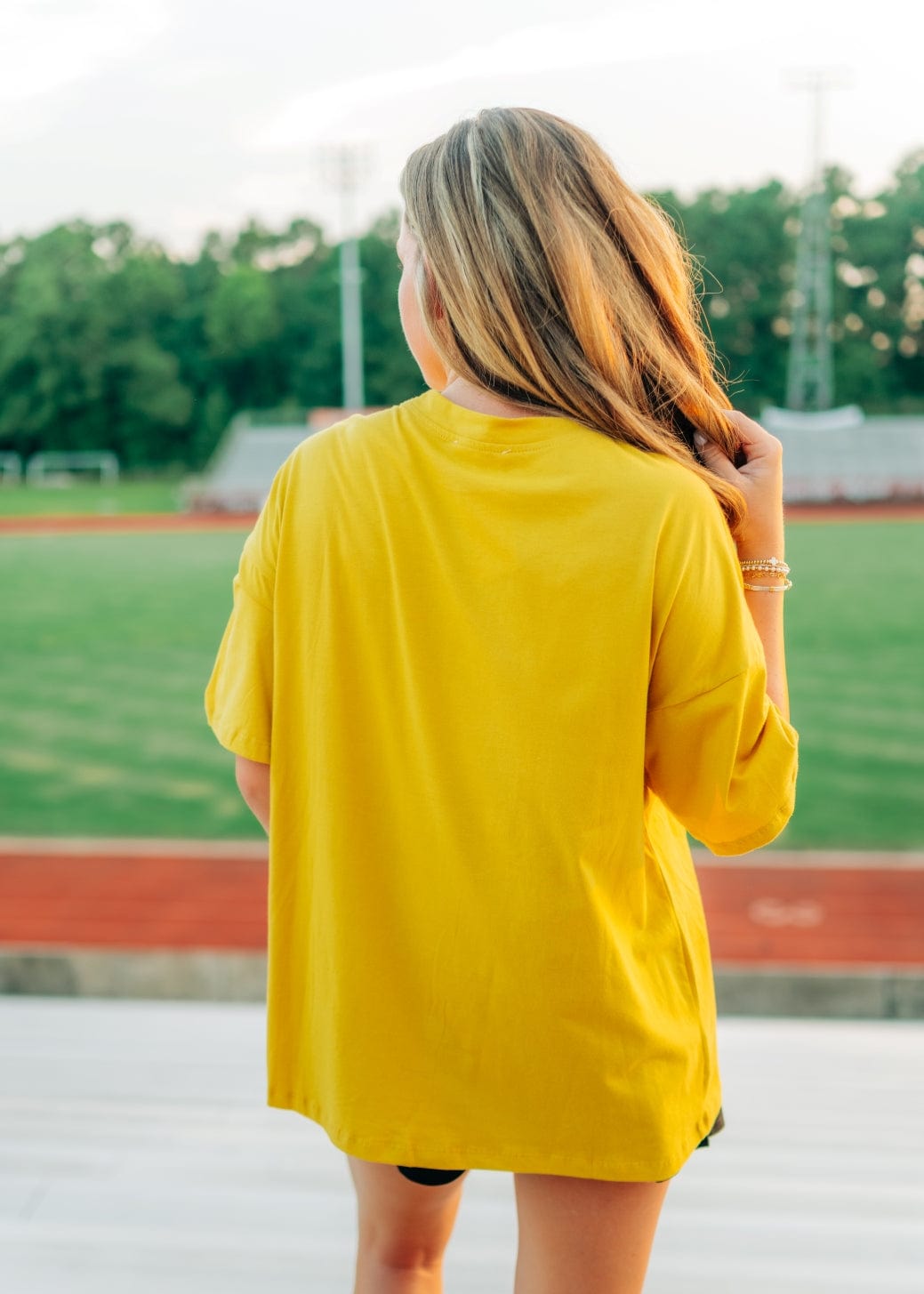 Mustard Sequin Football Patch Tee - Image 2