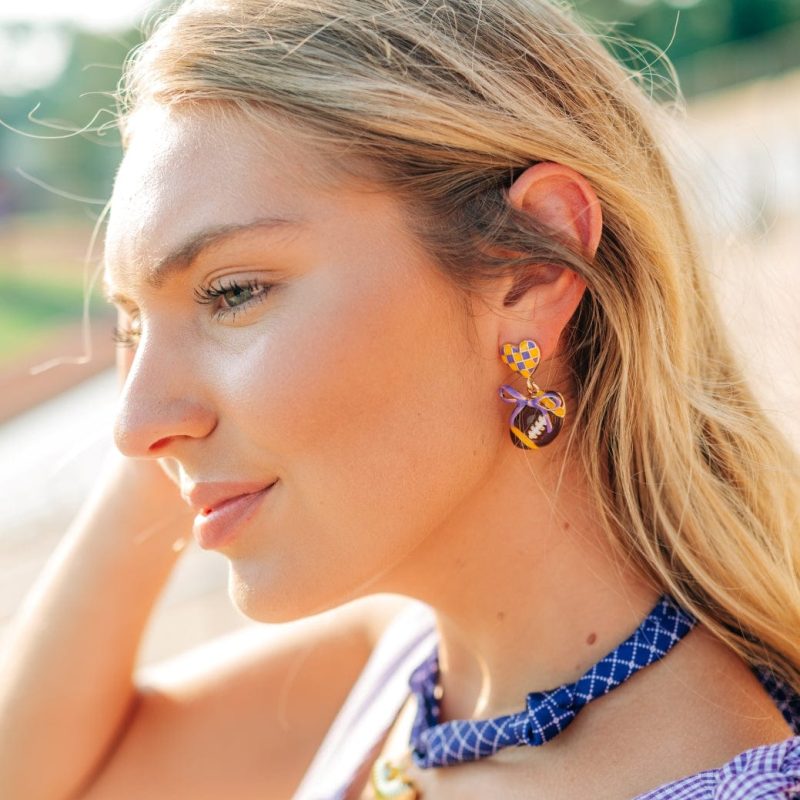 Purple & Gold Football Stud Drops