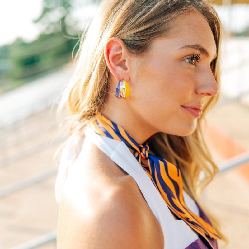 Purple & Gold Chunky Hoops