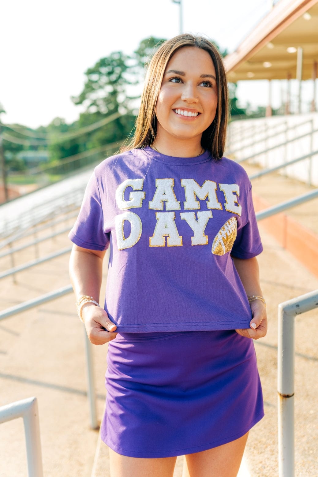 Purple Gameday Football Patch Top