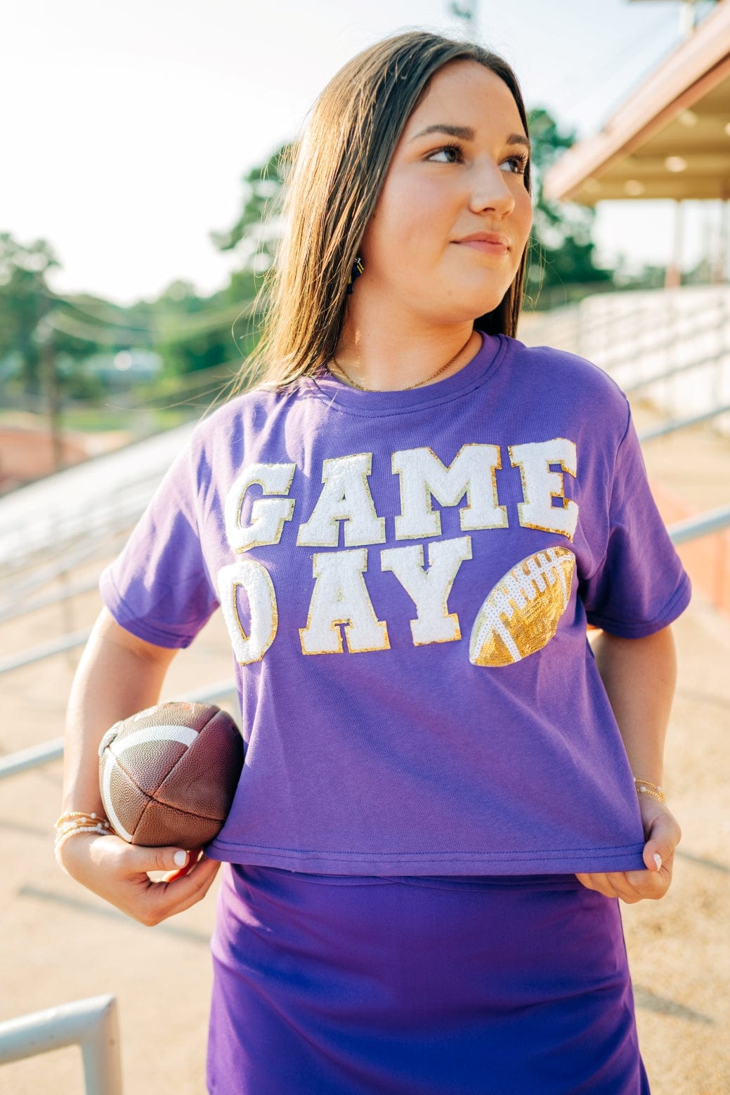 Purple Gameday Football Patch Top - Image 3