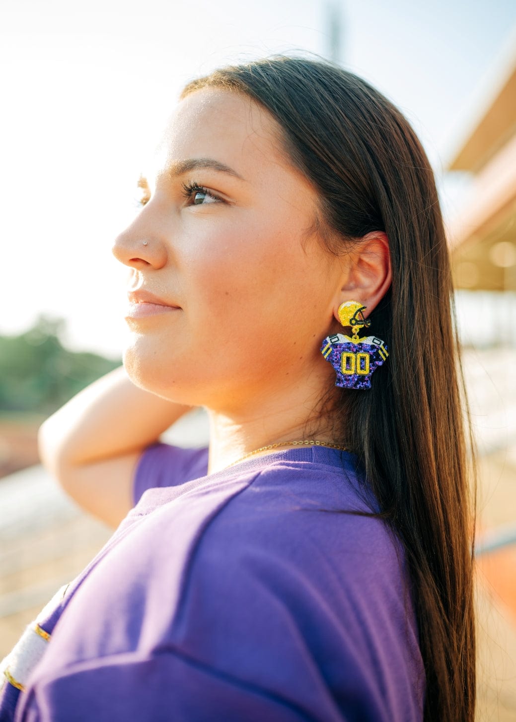 Purple & Gold Sequin Jersey Earrings