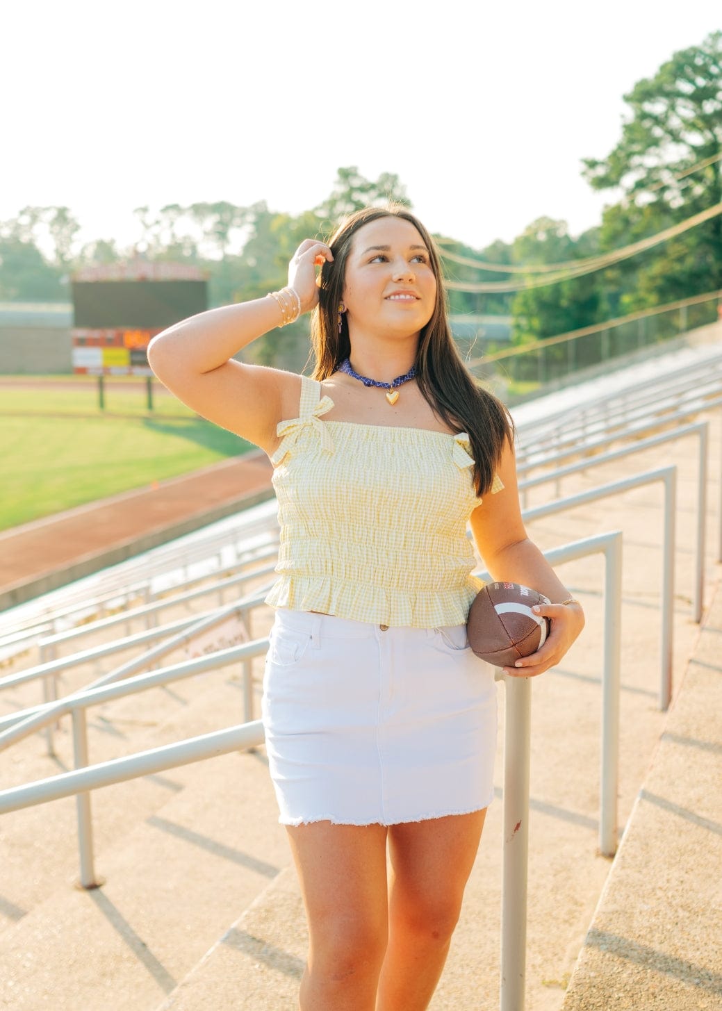 Yellow Gingham Bow Detail Top - Image 3