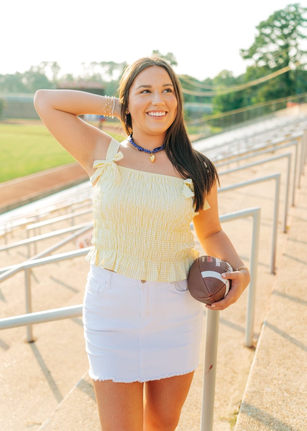 Yellow Gingham Bow Detail Top - Image 6
