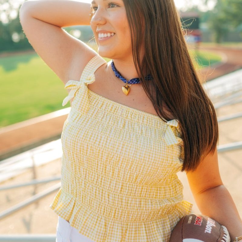 Yellow Gingham Bow Detail Top