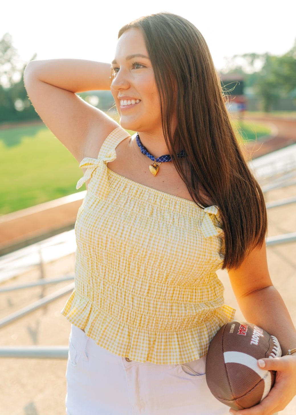 Yellow Gingham Bow Detail Top