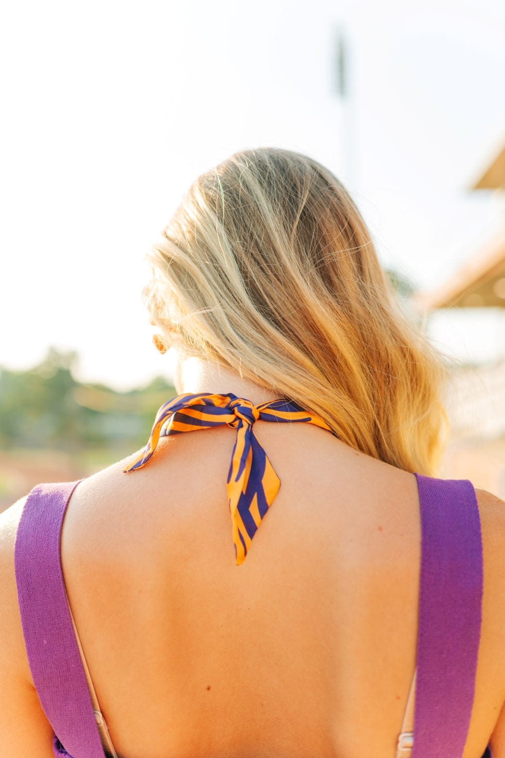 Purple & Gold Heart Charm Scarf Necklace - Image 2