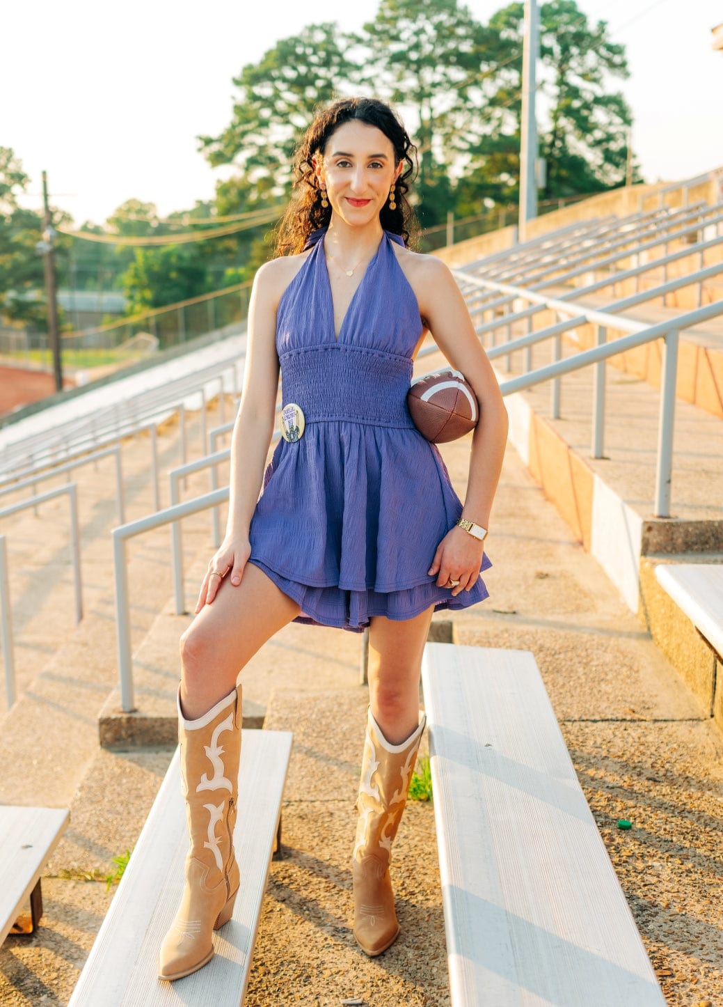 Purple Halter Neck Smocked Romper - Image 6