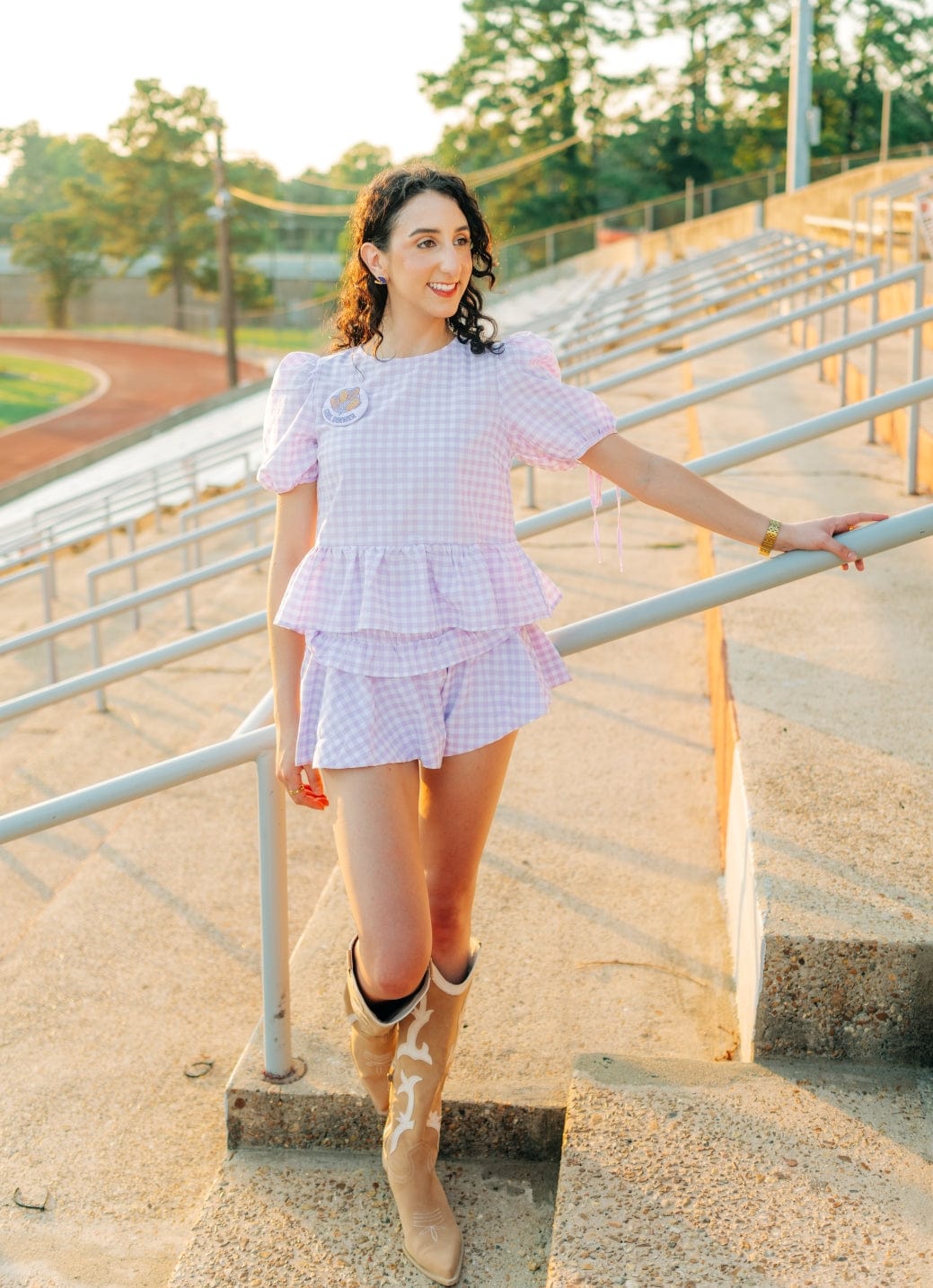 Lavender Gingham Ruffle Short Set - Image 6