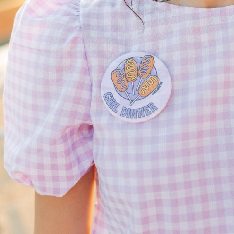 Purple Girl Dinner Gameday Button