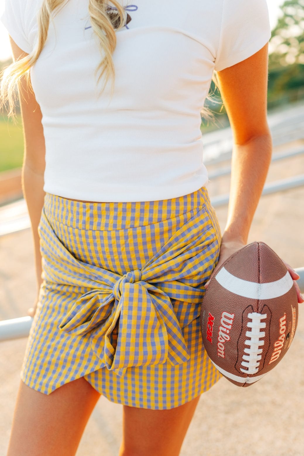 Yellow Gingham Tie Front Skirt - Image 6