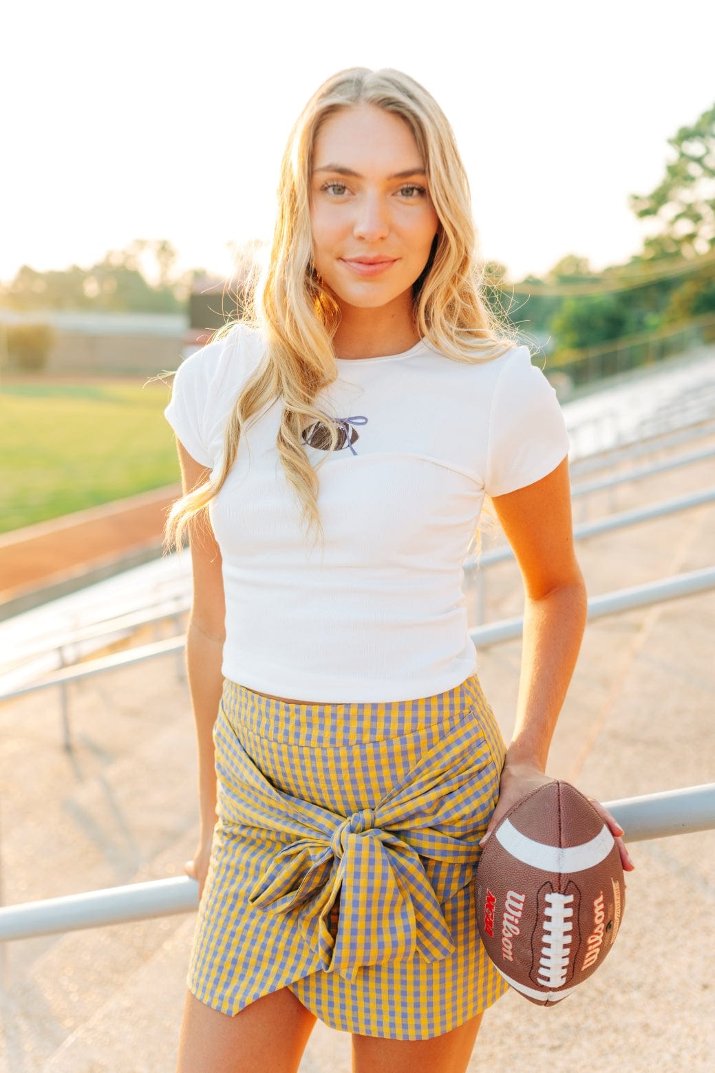 Yellow Gingham Tie Front Skirt - Image 3