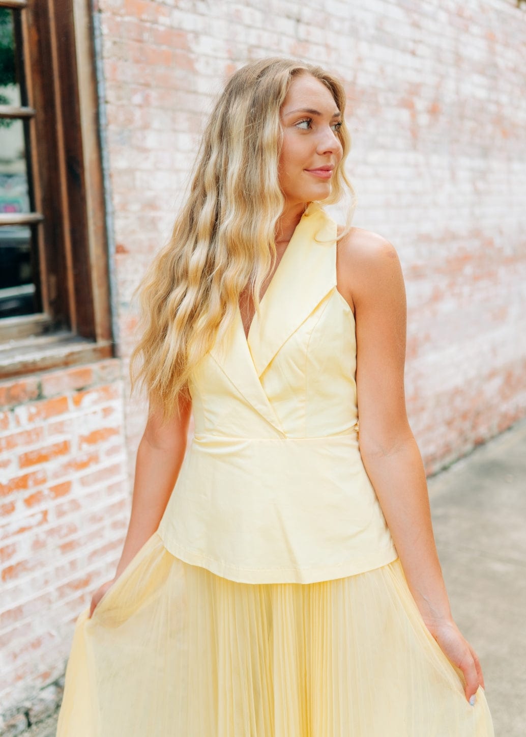 Yellow Vest Mesh Midi Dress - Image 3