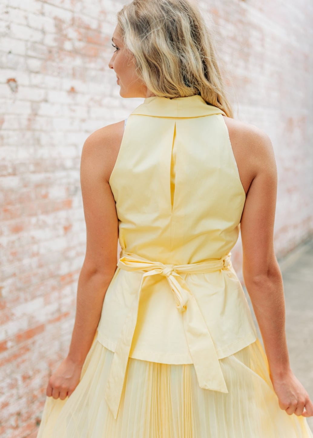 Yellow Vest Mesh Midi Dress - Image 5