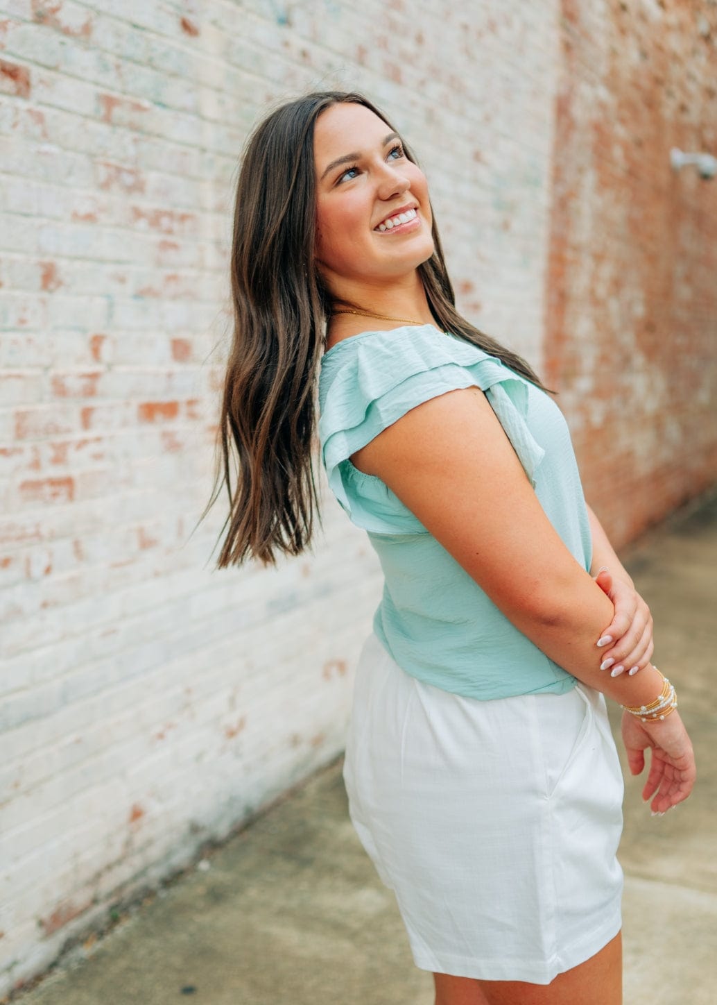 Sage Green Ruffle Short Sleeve Blouse - Image 6