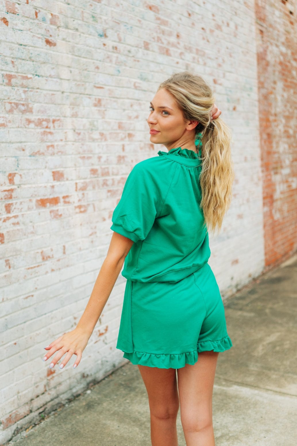 Green Zip Up Ruffle Skort Set - Image 2