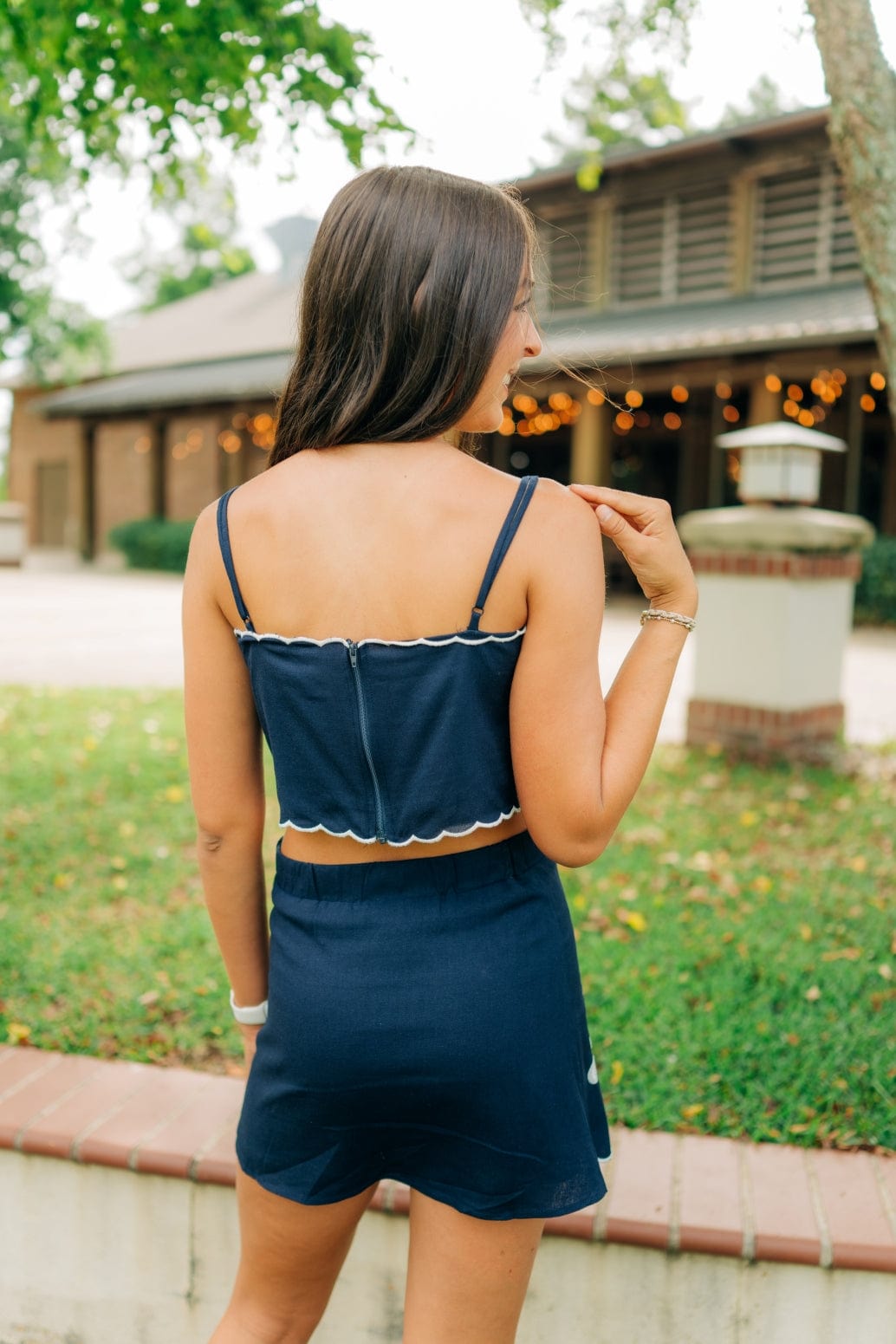 Navy Linen Embroidered Set - Image 2