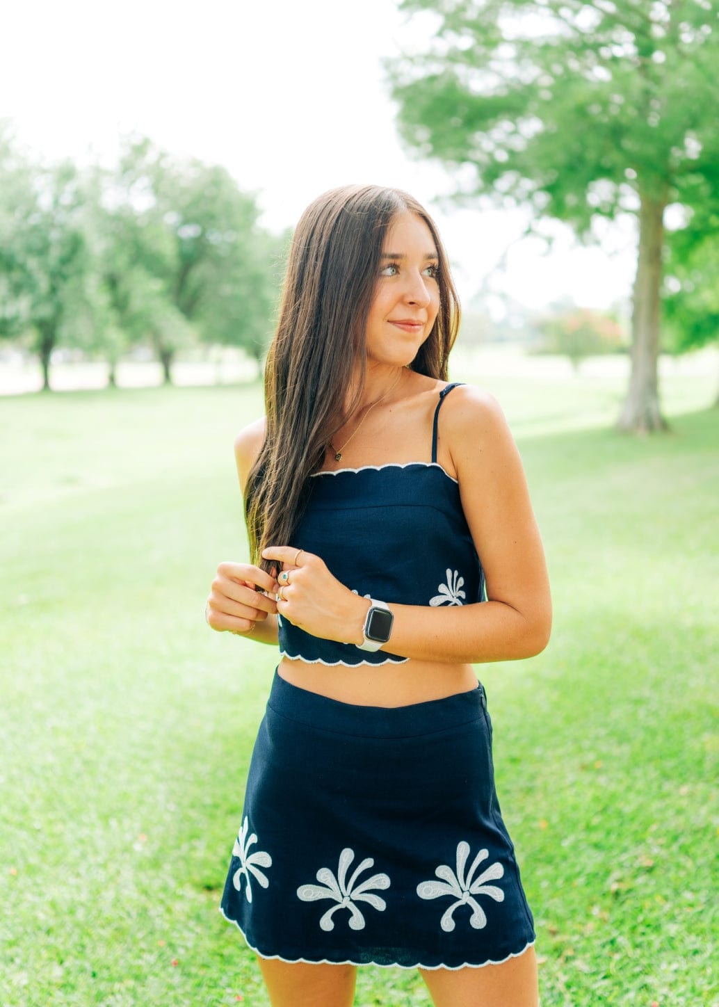 Navy Linen Embroidered Set - Image 5