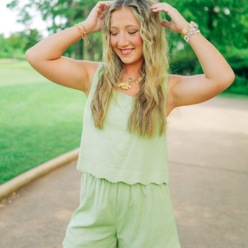 Kiwi Scallop Trim Short Set