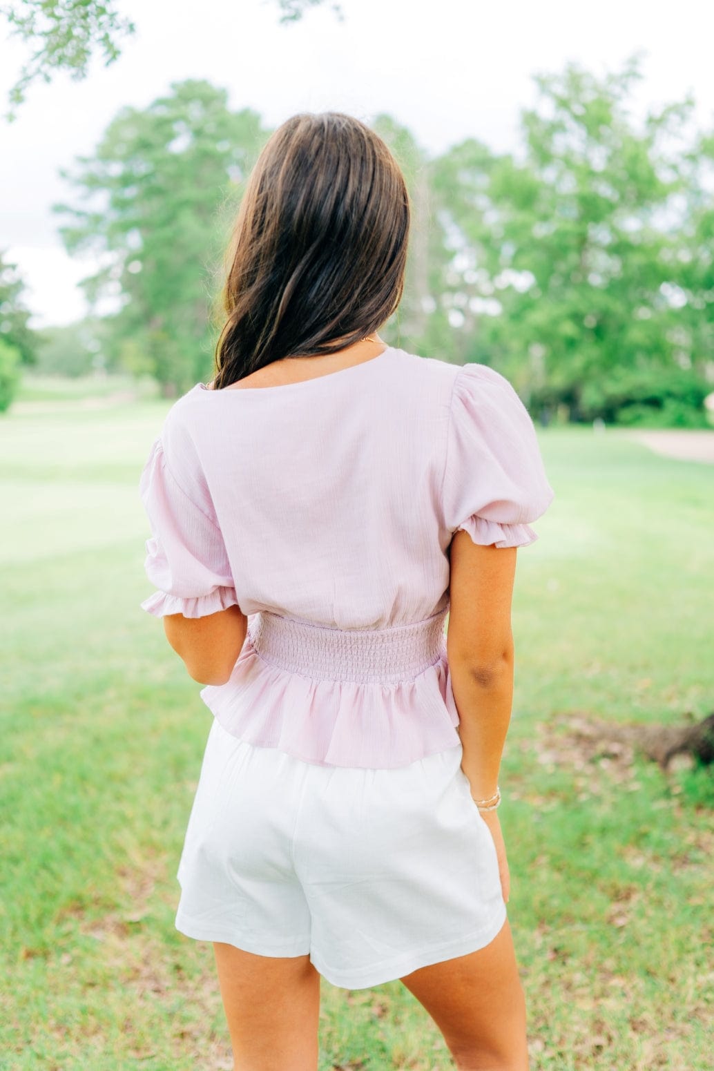 Lilac Eyelet Lace Square Neck Blouse - Image 2