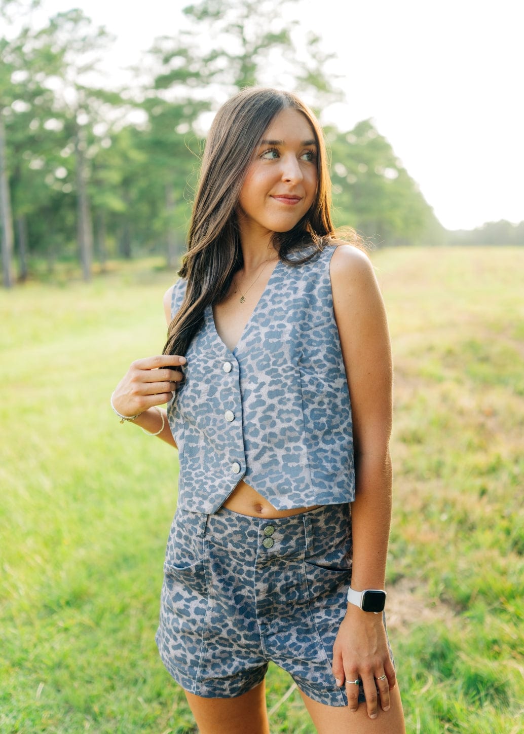 Leopard Denim Vest & Short Set - Image 5