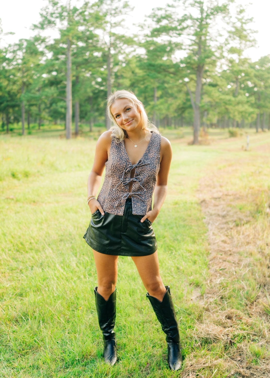 Leopard Tie Front Vest Top - Image 5