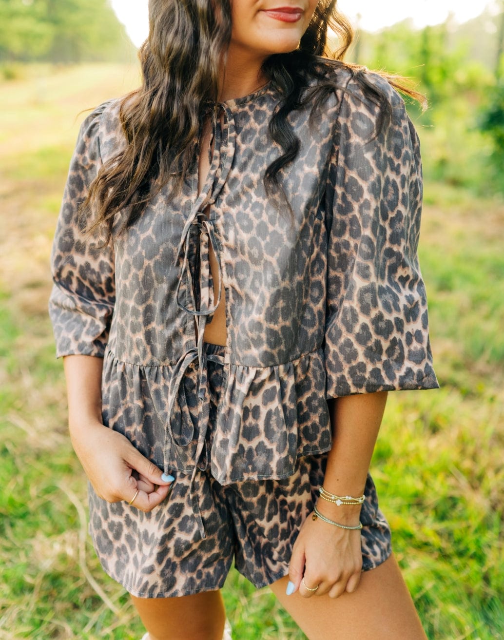 Leopard Tie Front Short Set - Image 4