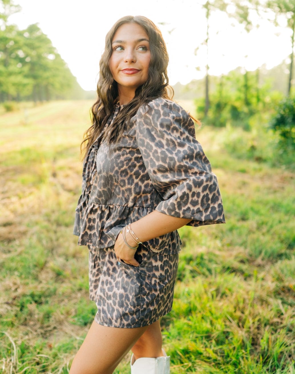 Leopard Tie Front Short Set - Image 3