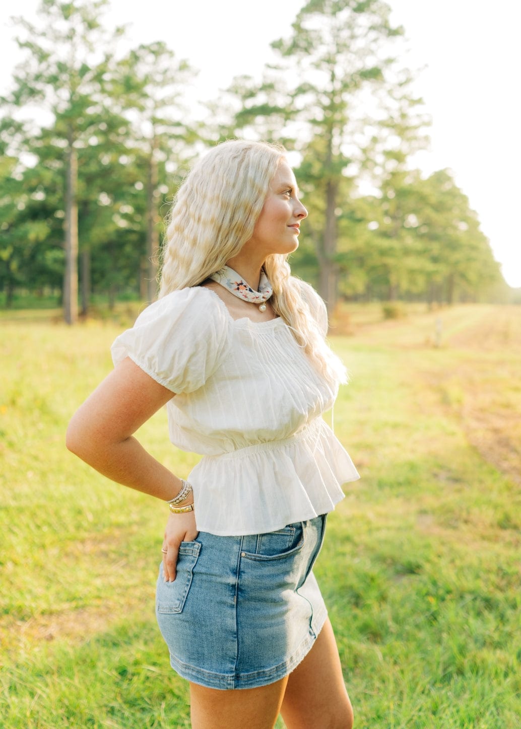 White Peplum Puff Sleeve Blouse - Image 3