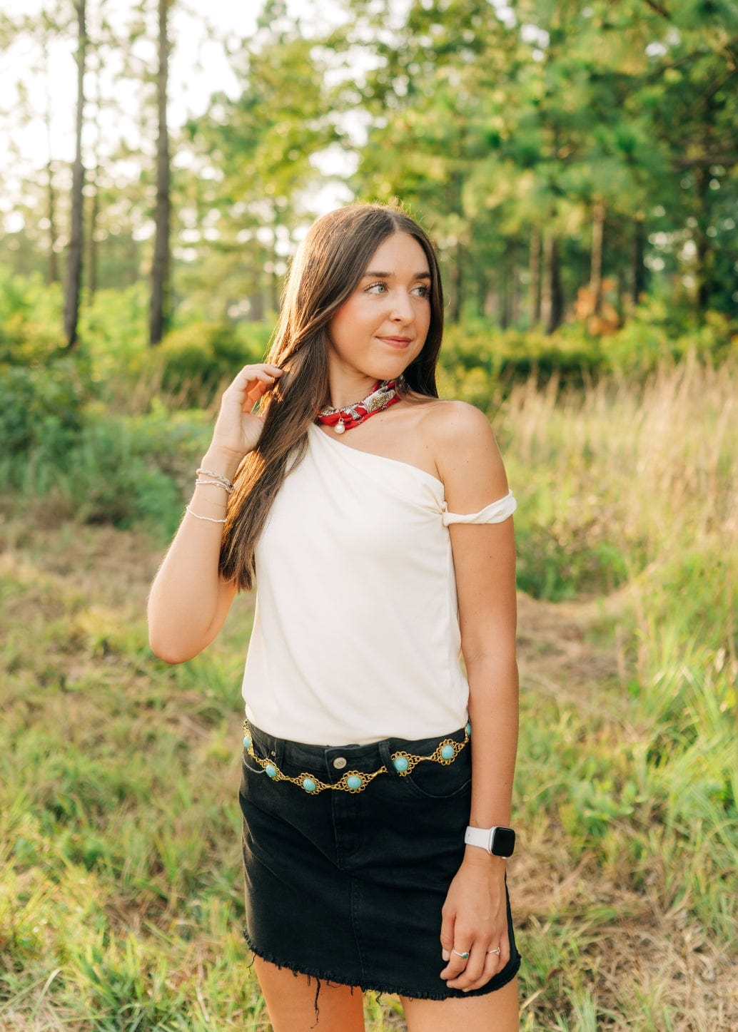 Cream Twist Draped Shoulder Top - Image 6