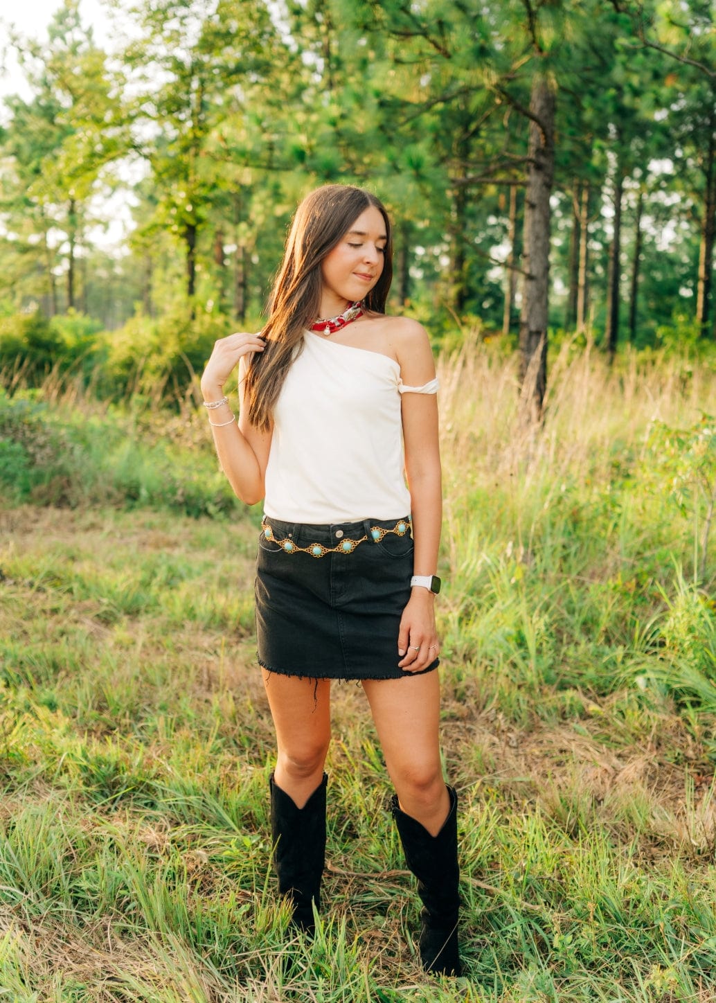 Cream Twist Draped Shoulder Top - Image 5