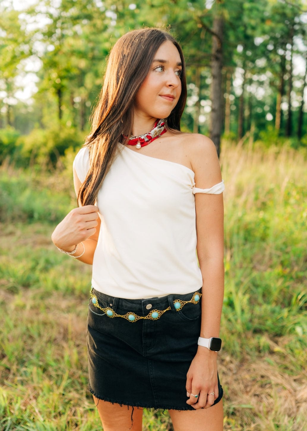 Cream Twist Draped Shoulder Top